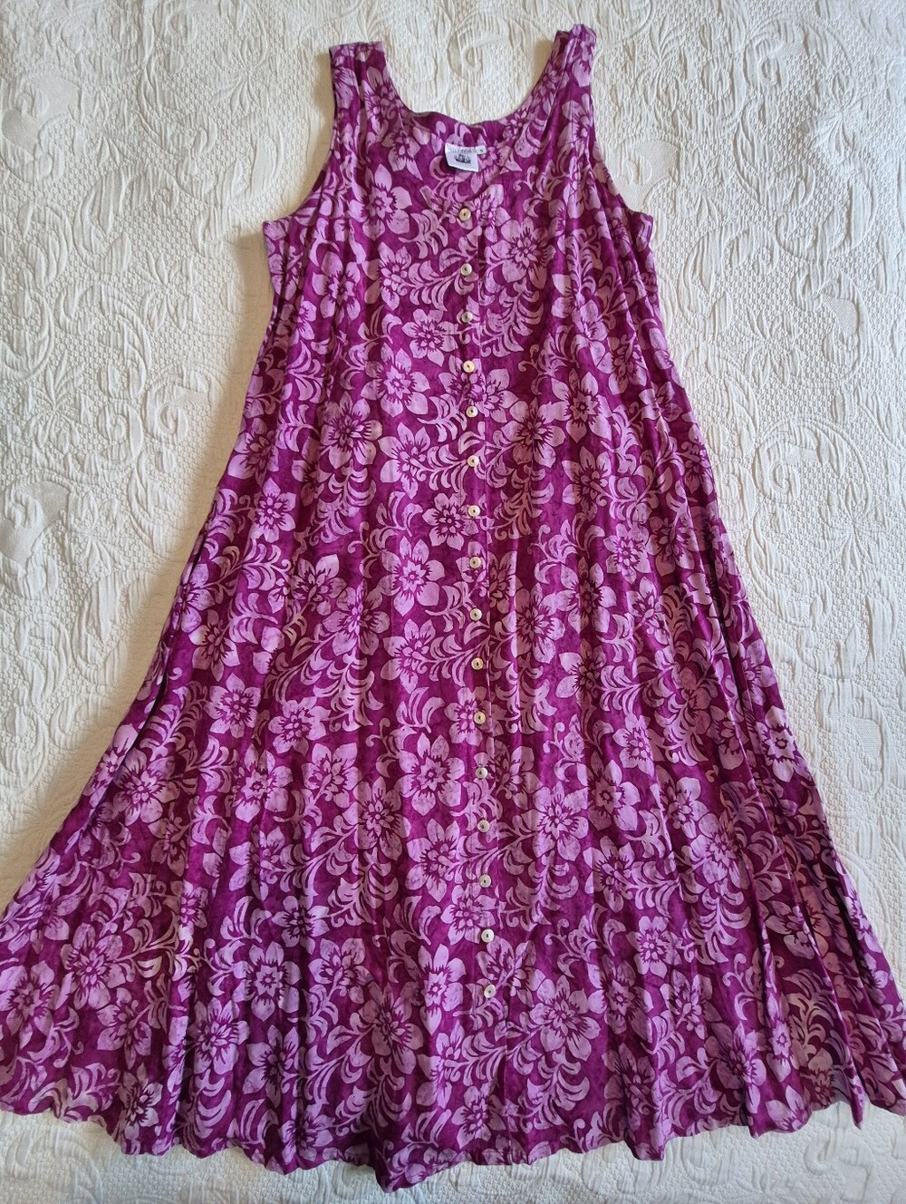 Martha's Vineyard Medium floral maxi dress botanical sleeveless A-line purple